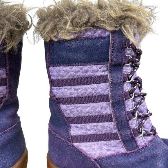 Keen Wapato Waterproof Leather Girls Kids Purple Fur Trim Wnter Boots Tall sz 2 - Picture 3 of 16